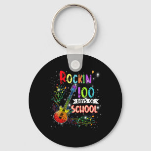 Rockin' 100 Days Of School Guitar Student Music Te Key Ring