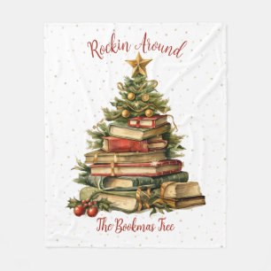 Rockin Around The Bookmas Tree Fleece Blanket