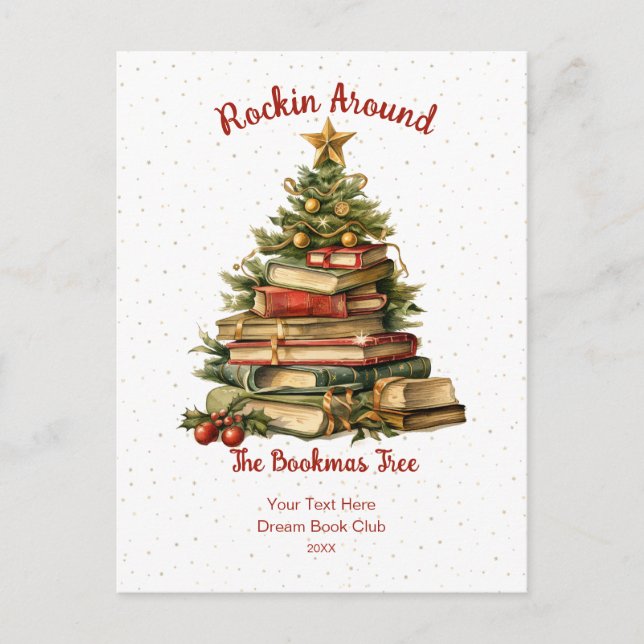 Rockin Around The Bookmas Tree Postcard (Front)