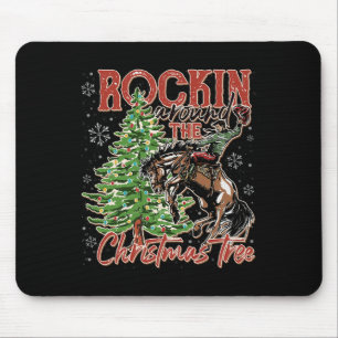 Rockin' Around The Christmas Cowboy Tree Santa Rid Mouse Pad