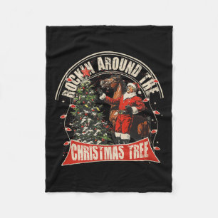 Rockin' Around The Christmas Funny Cowboy Trump We Fleece Blanket