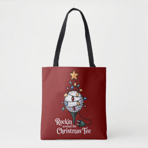 Rockin Around The Christmas Tee Funny Golf Xmas Tote Bag