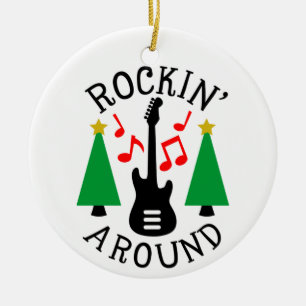 Rockin' Around the Christmas Tree Ceramic Ornament