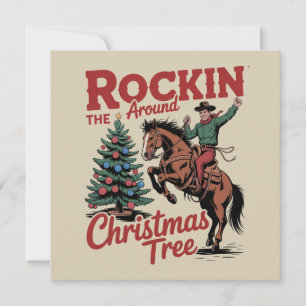 Rockin Around The Christmas Tree Country Cowboy Holiday Card