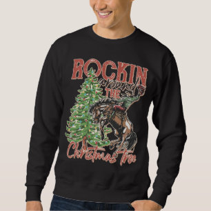 Rockin' Around The Christmas Tree Cowboy Santa Rid Sweatshirt