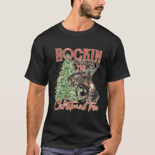 Rockin' Around The Christmas Tree Cowboy Santa Rid T-Shirt