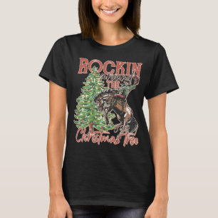 Rockin' Around The Christmas Tree Cowboy Santa Rid T-Shirt