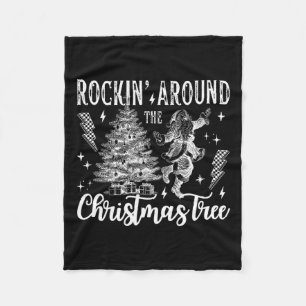 Rockin' Around The Christmas Tree Dancing Santa Cl Fleece Blanket
