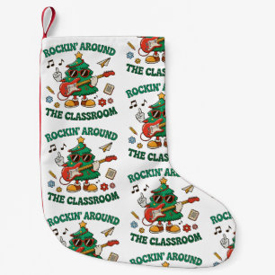 Rockin Around The Classroom Christmas Tree Guitar Small Christmas Stocking