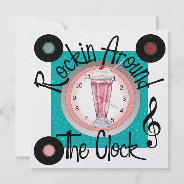 Rockin' Around the Clock Party - SRF Invitation (Front)