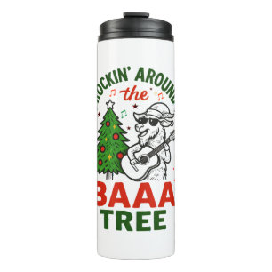 Rockin' around the tree with a cool Christmas goat Thermal Tumbler