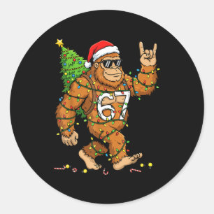 Rockin' Bigfoot Christmas Tree Xmas Lights Funny 6 Classic Round Sticker