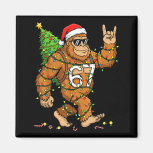 Rockin' Bigfoot Christmas Tree Xmas Lights Funny 6 Magnet
