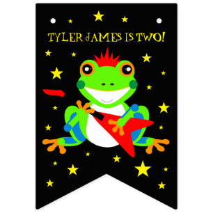 Rockin' Birthday Tree Frog with Red Guitar Bunting
