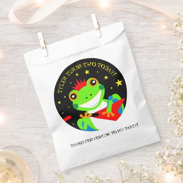 Rockin' Birthday Tree Frog with Red Guitar Favour Bag (Clipped)