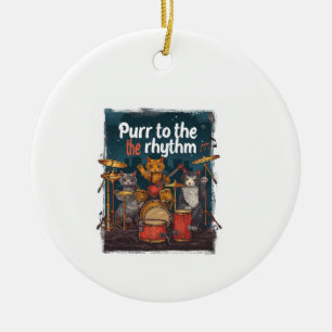 Rockin' Cat Band Ceramic Ornament