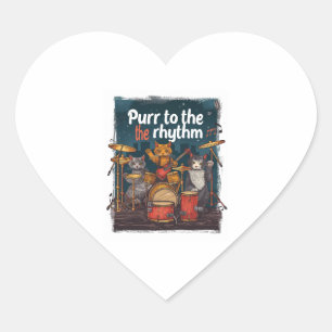 Rockin' Cat Band Heart Sticker