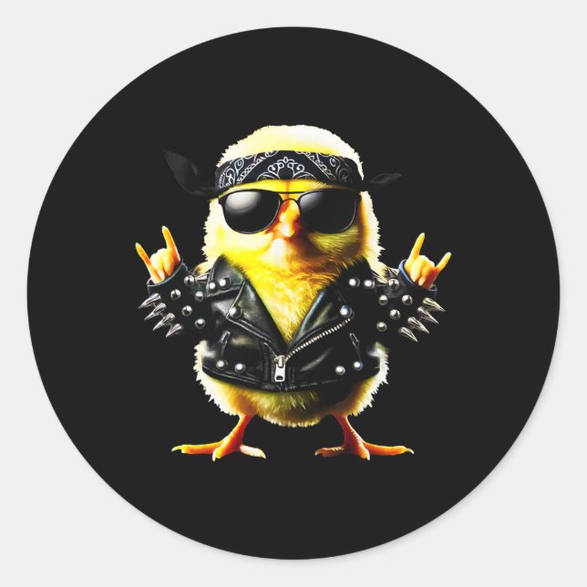Rockin' Chick Biker Easter  Classic Round Sticker (Front)