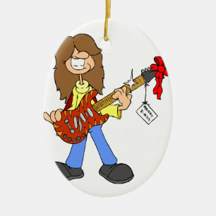 Rockin Christmas Dude Ceramic Ornament