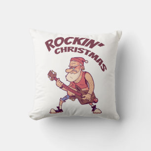 Rockin Christmas, Santa rocking with Guitar Invita Cushion