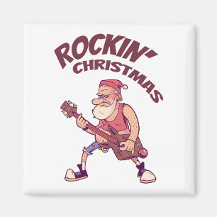 Rockin Christmas, Santa rocking with Guitar Invita Magnet