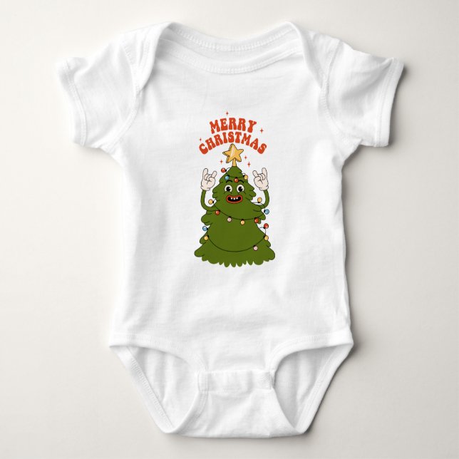 Rockin' Christmas Tree - A Festive Holiday Jam Baby Bodysuit (Front)