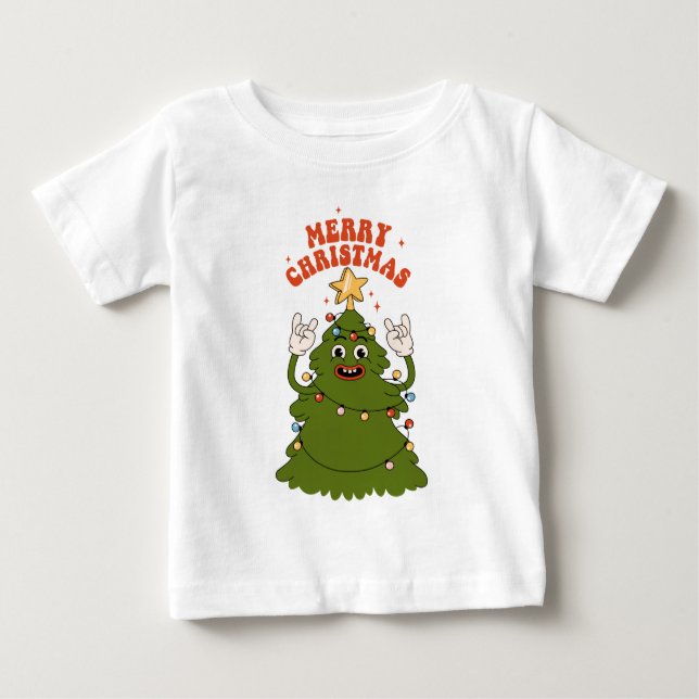 Rockin' Christmas Tree - A Festive Holiday Jam Baby T-Shirt (Front)