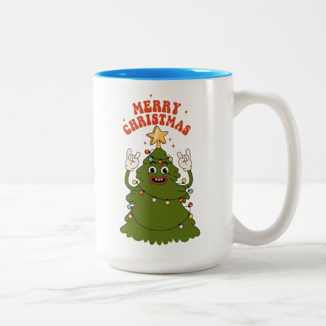 Rockin' Christmas Tree - A Festive Holiday Jam Two-Tone Coffee Mug (Right)