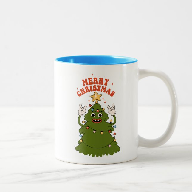 Rockin' Christmas Tree - A Festive Holiday Jam Two-Tone Coffee Mug (Right)