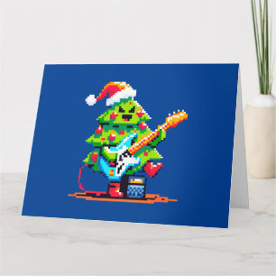Rockin’ Christmas Tree Fun Pixel Art Holiday Music Card