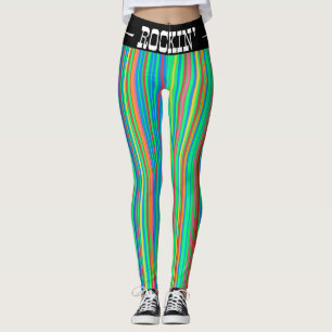 Rockin' Colourful Vertical Stripes Red Green Yello Leggings