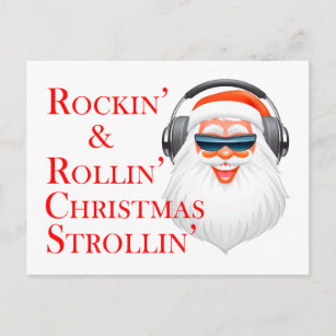 Rockin' Cool Santa Claus With Headphones Holiday Postcard