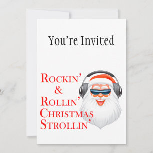 Rockin' Cool Santa Claus With Headphones Invitation