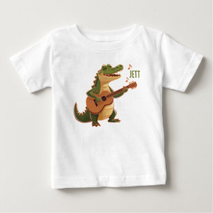 Rockin’ Crocodile with Guitar – Fun Cartoon Animal Baby T-Shirt