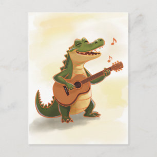 Rockin’ Crocodile with Guitar – Fun Cartoon Animal Postcard