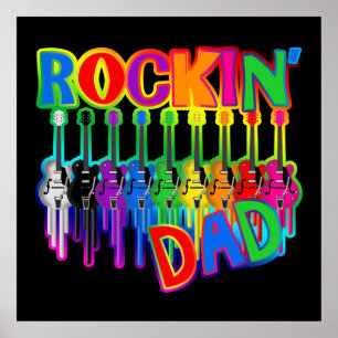 Rockin' Dad Bleeding Guitars Poster Print