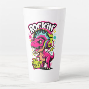 Rockin' Dino T-Rex – Funny Dinosaur Music Lover Latte Mug