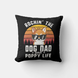 Rockin dog dad and puppy life shiba inu gift cushion
