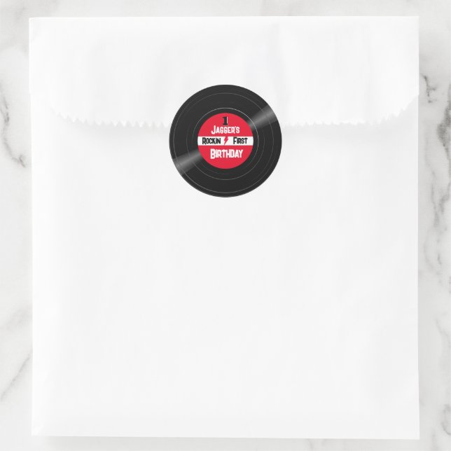 Rockin First Birthday Vinyl Record Red Label (Bag)