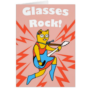 Rockin' glasses cat card