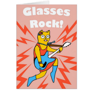 Rockin' glasses cat card