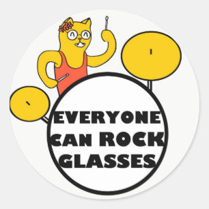 Rockin' glasses cat stickers