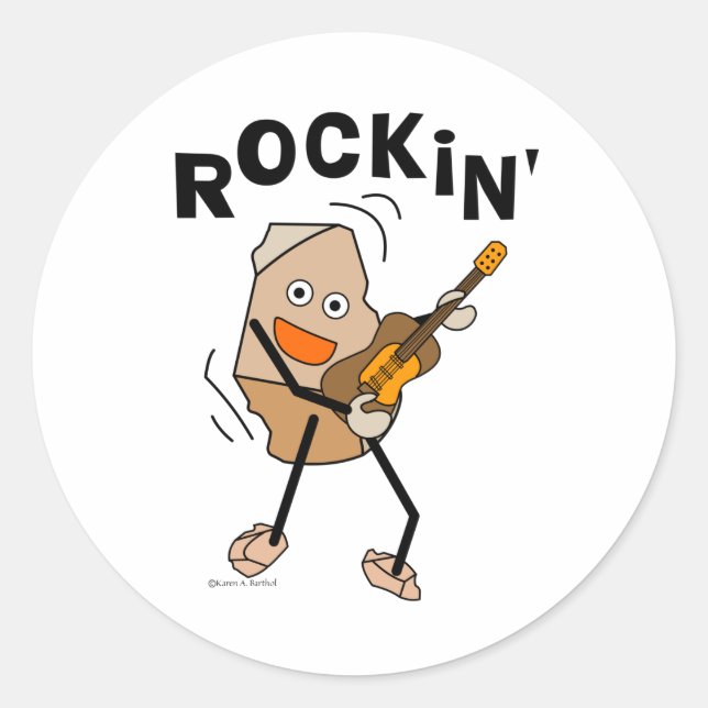 Rockin' Guitar Classic Round Sticker (Front)