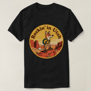 Rockin’ in Utah_ Retro Coyote & Canyon Artwork T-Shirt