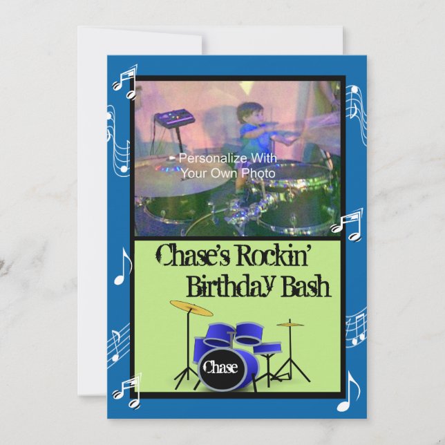 Rockin' Music Theme Birthday Invitations (Front)