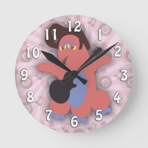 Rockin Pompadour Rock Monster Round Clock