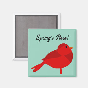 Rockin’ Robin, Cute Red Cardinal Nature Cartoon Magnet