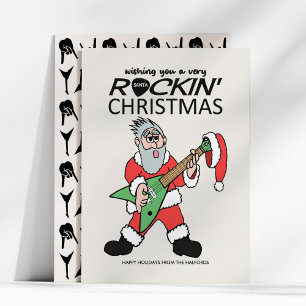 Rockin Santa Guitar Heavy Metal Christmas Holiday Card