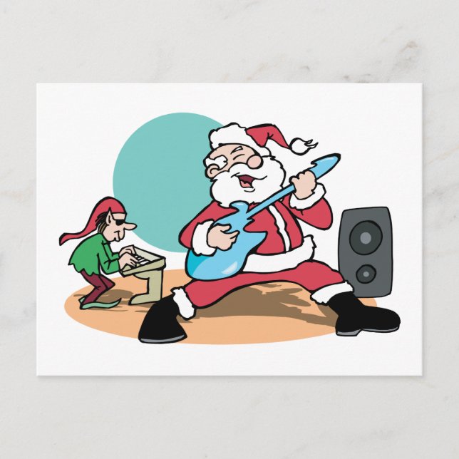 Rockin' Santa Holiday Postcard (Front)