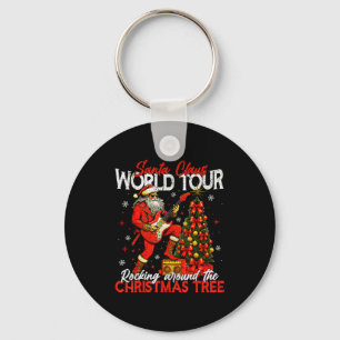 Rockin Santa World Tour Christmas Tree Guitar Men  Key Ring
